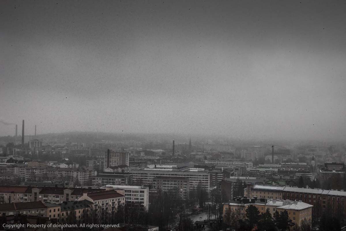 Utsikt över ett grått Tammerfors